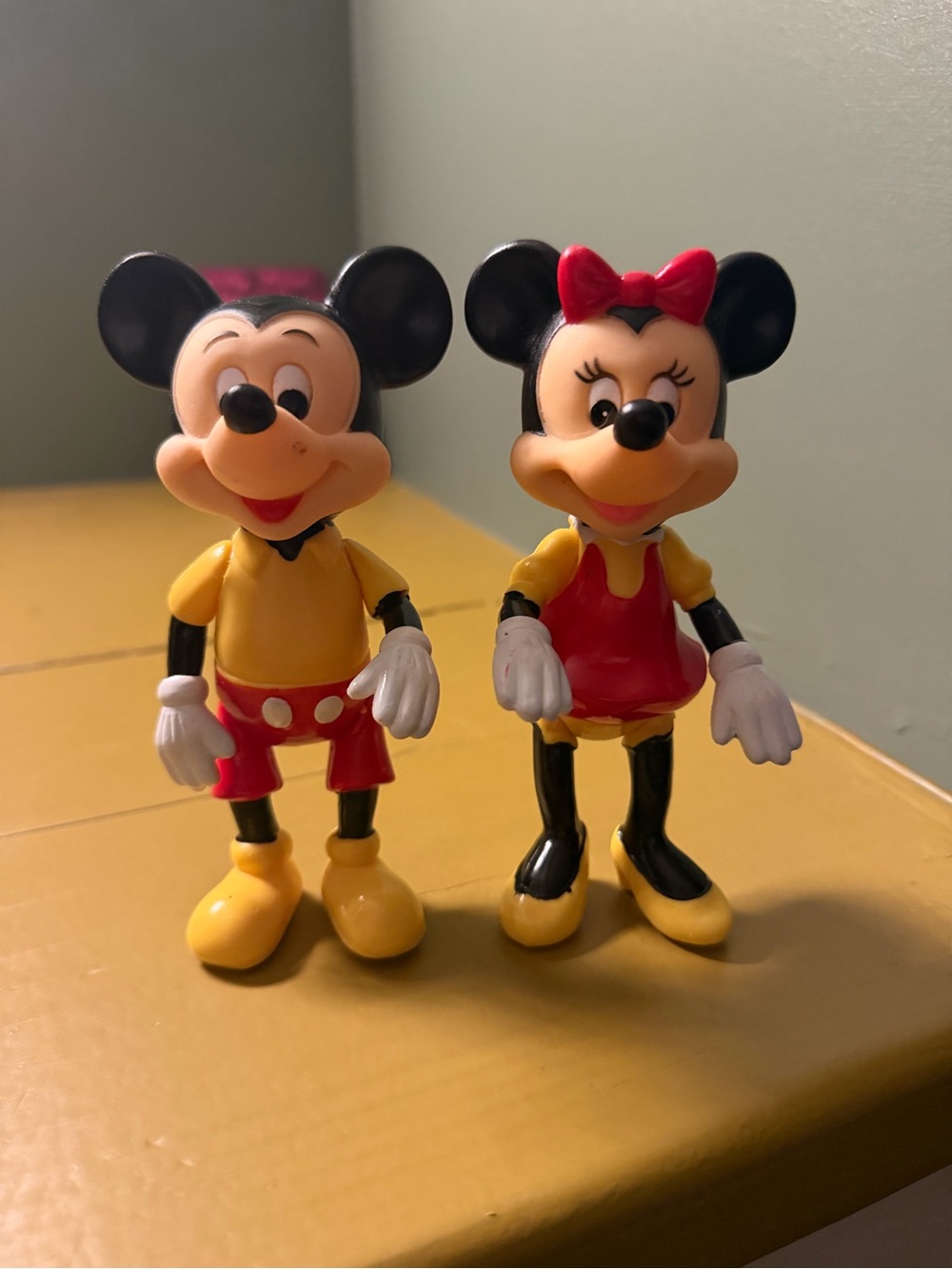 Vintage Disney Mickey Mouse & Minnie Mouse Posable Character Figurines Set of 2